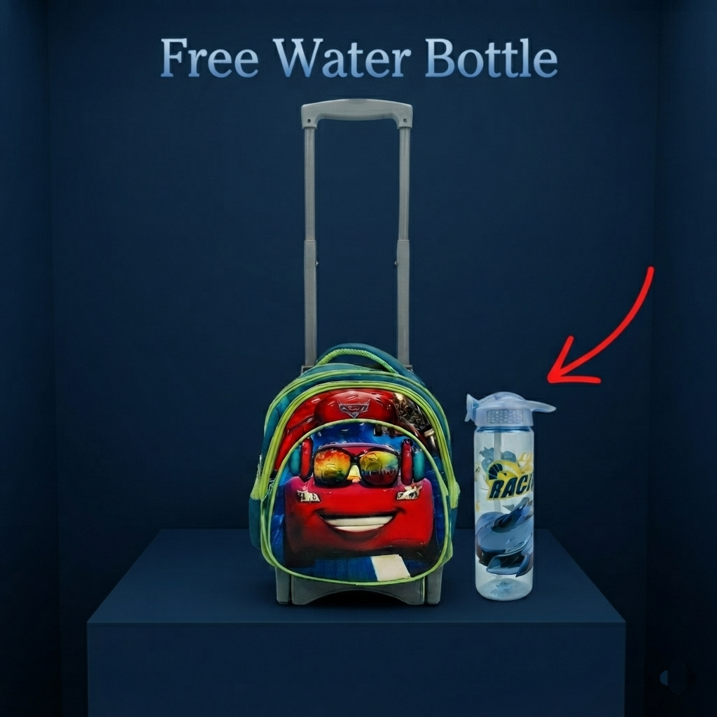 Cars 3D Trolly School Bag